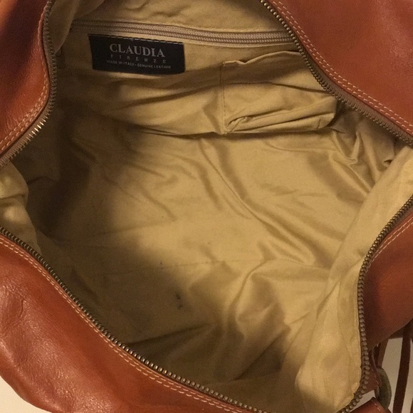 Claudia Firenze Cognac Leather Satchel Bag - Picture 7 of 8